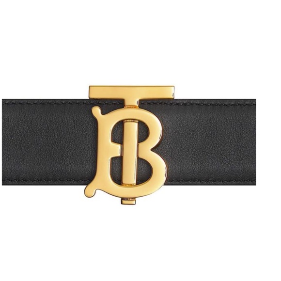 Burberry Black/Brown with Tag S Logo Buckle Reversible Leather Belt